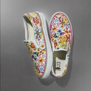 Murakami × Vans Slip-On LX Silver Flower Japan Vans Slip-On LX Takashi Murakami Flower Silver White